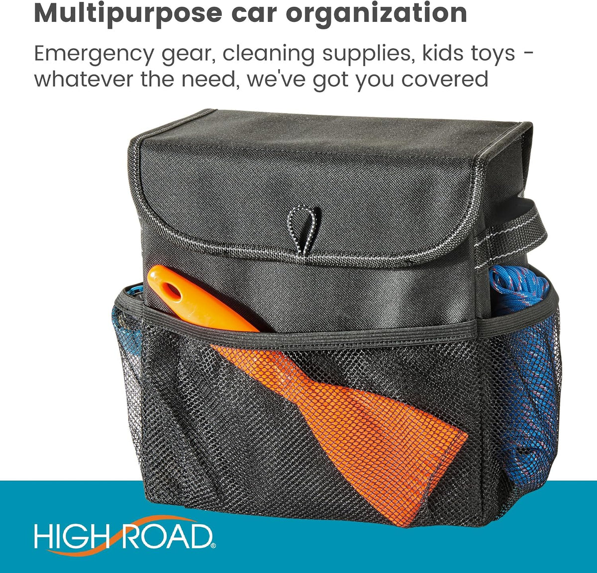 Carganizer Small Car Storage Bin with Lid for Trunk, Front Seat or Backseat