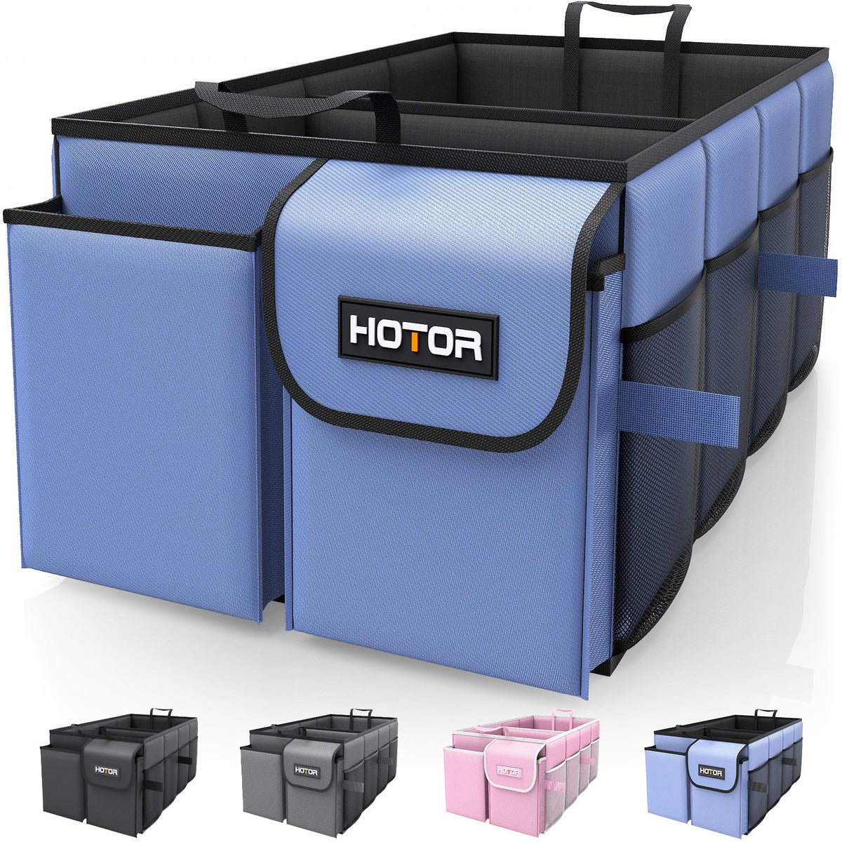 HOTOR Trunk Organizer - Foldable Car Organizer for SUVs & Sedans Storage