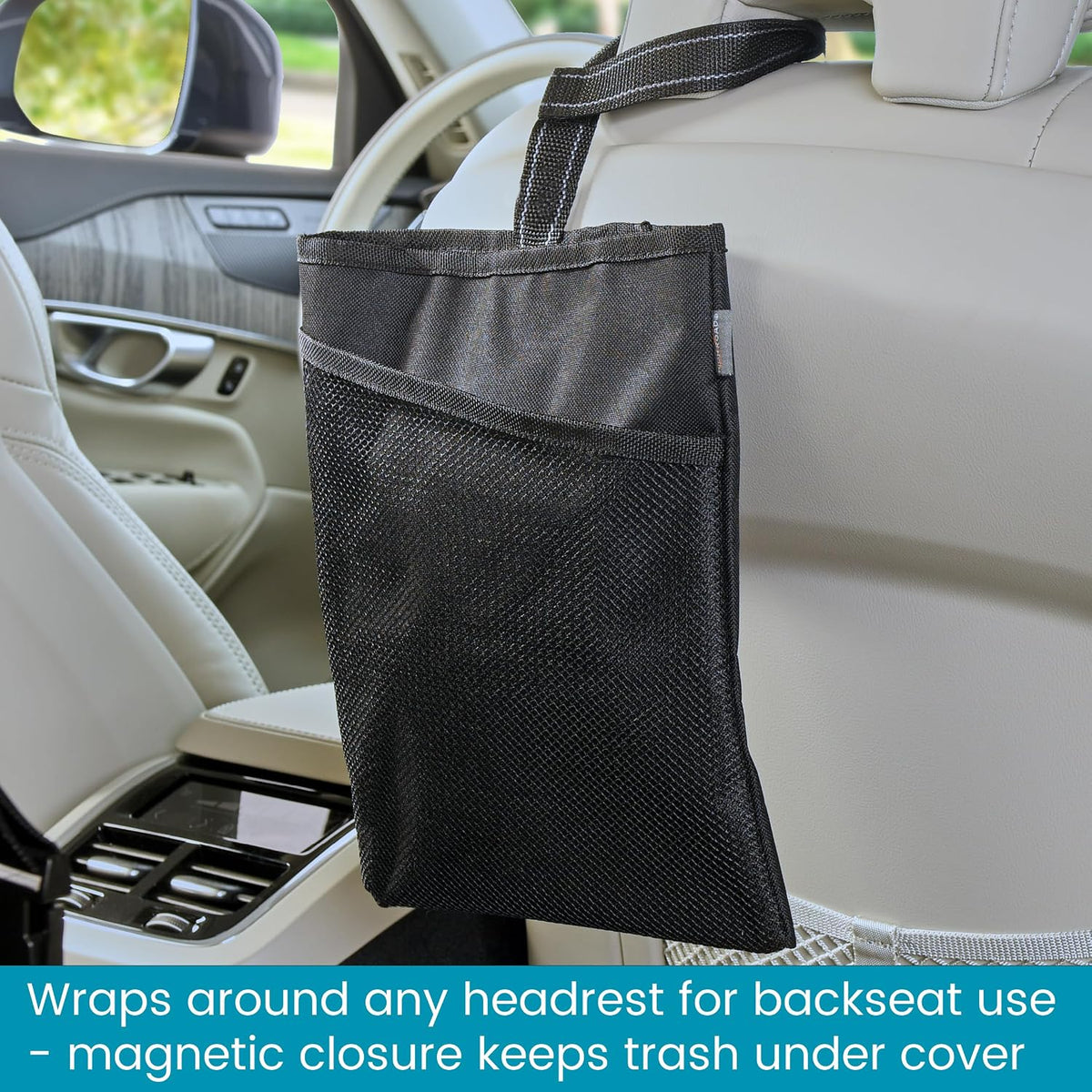 High Road Compact Hanging Car Trash Bag for Front or Back Seat