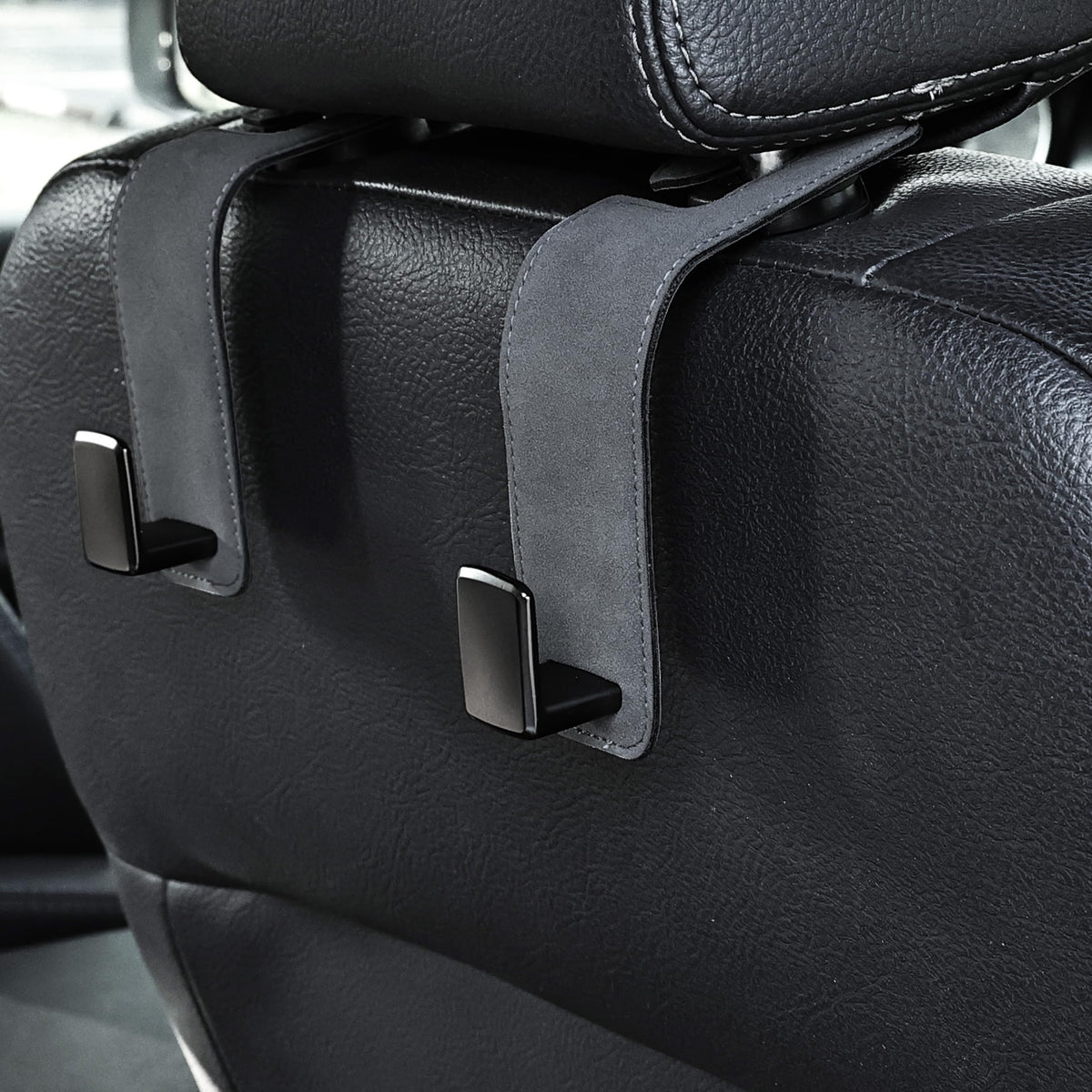 Heavy-Duty Car Headrest Hooks Holds 44lb Suede & Metal Hangers for Bags