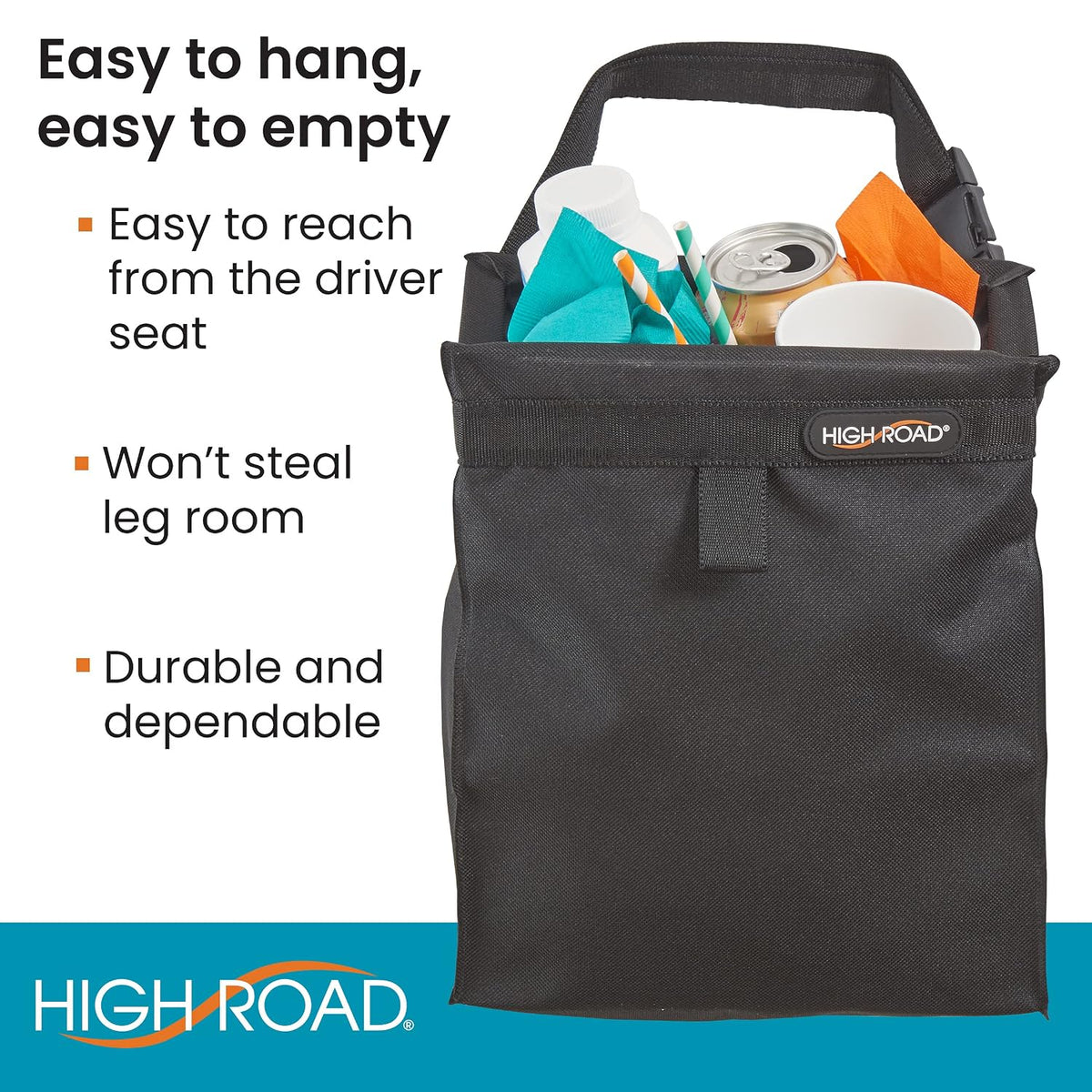 High Road TrashStash Hanging Car Trash Can with Push Close Lid