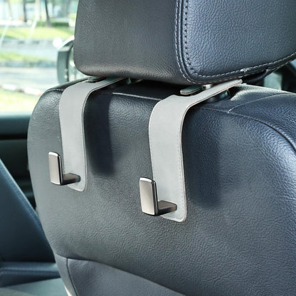 Heavy-Duty Car Headrest Hooks Holds 44lb Suede & Metal Hangers for Bags