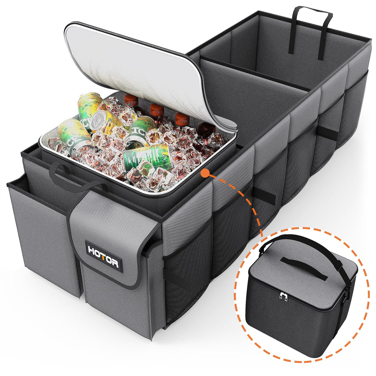 HOTOR Trunk Organizer, Sturdy Foldable with Cooler for Car, Sudan & SUV