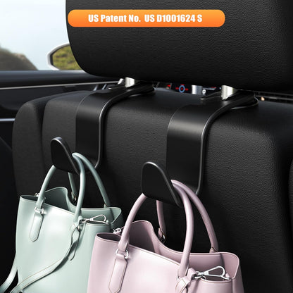 Amooca Car Seat Headrest Hooks 4-Pack Storage Organizer Holds 55 lbs