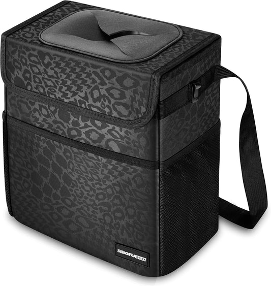 SIBOFUEGO Cute Car Trash Can with Lid, Collapsible, Leak-Proof, 2 Gallon