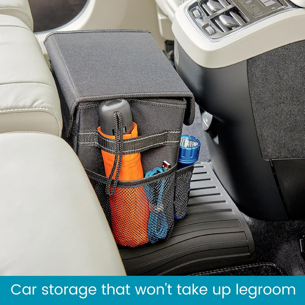 Carganizer Small Car Storage Bin with Lid for Trunk, Front Seat or Backseat